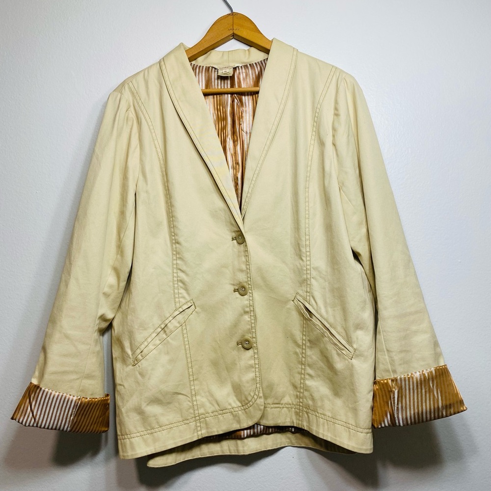 Sundance Cream Jacket Women’s Size 14 Business Casual Blazer 100% Cotton Shell